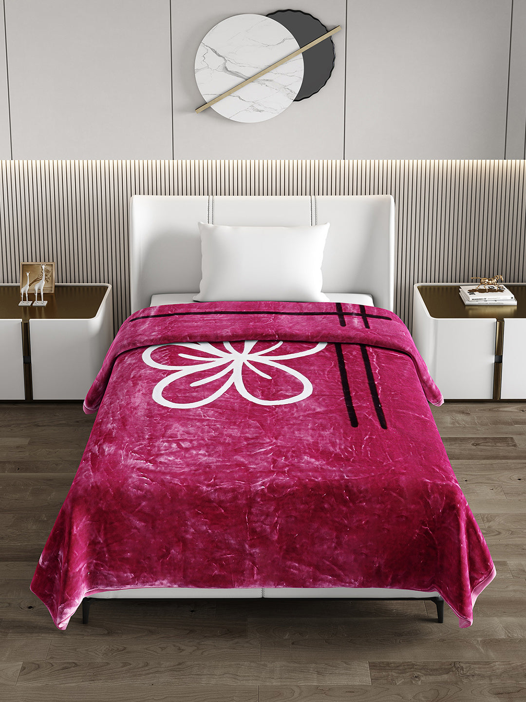 Printed Single Bed 951 GSM Blanket Haze 3 Ply (Weight 3.35 kg)