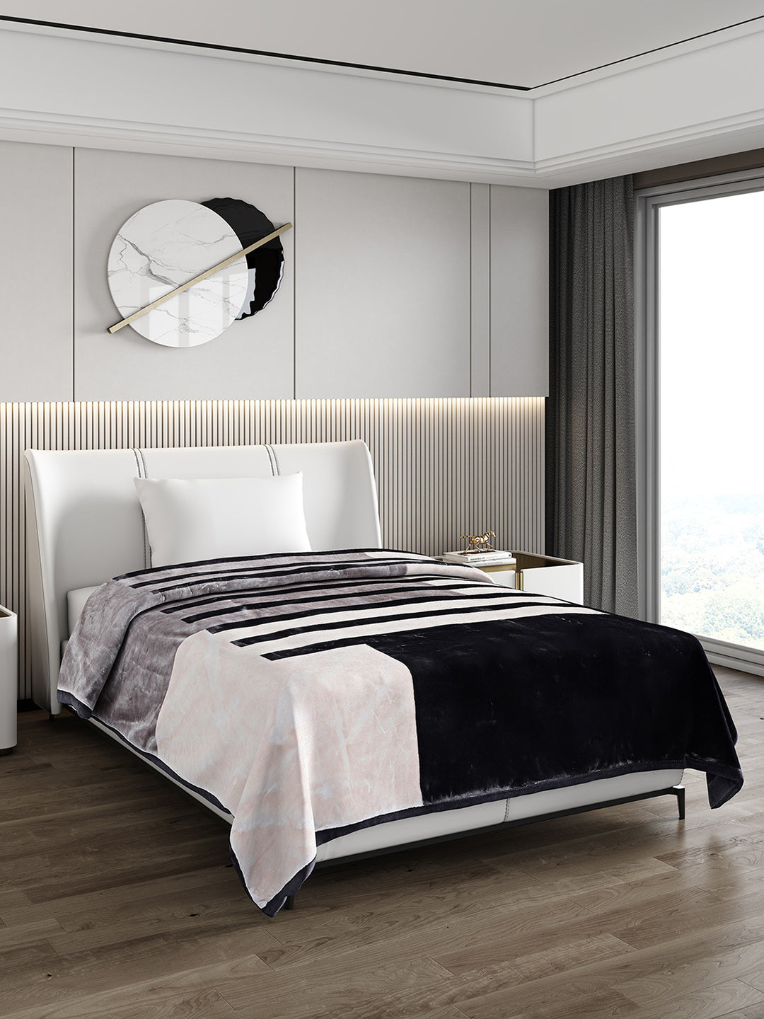 Printed Single Bed 951 GSM Blanket Haze 3 Ply (Weight 3.35 kg)