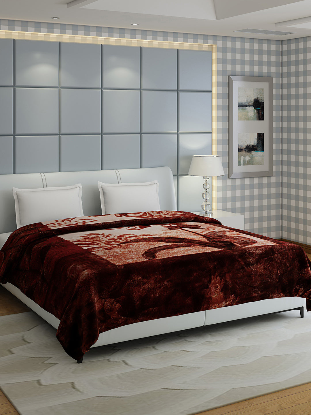 Printed Double Bed 947 GSM Blanket Hunter 2 Ply (Weight 5 kg)