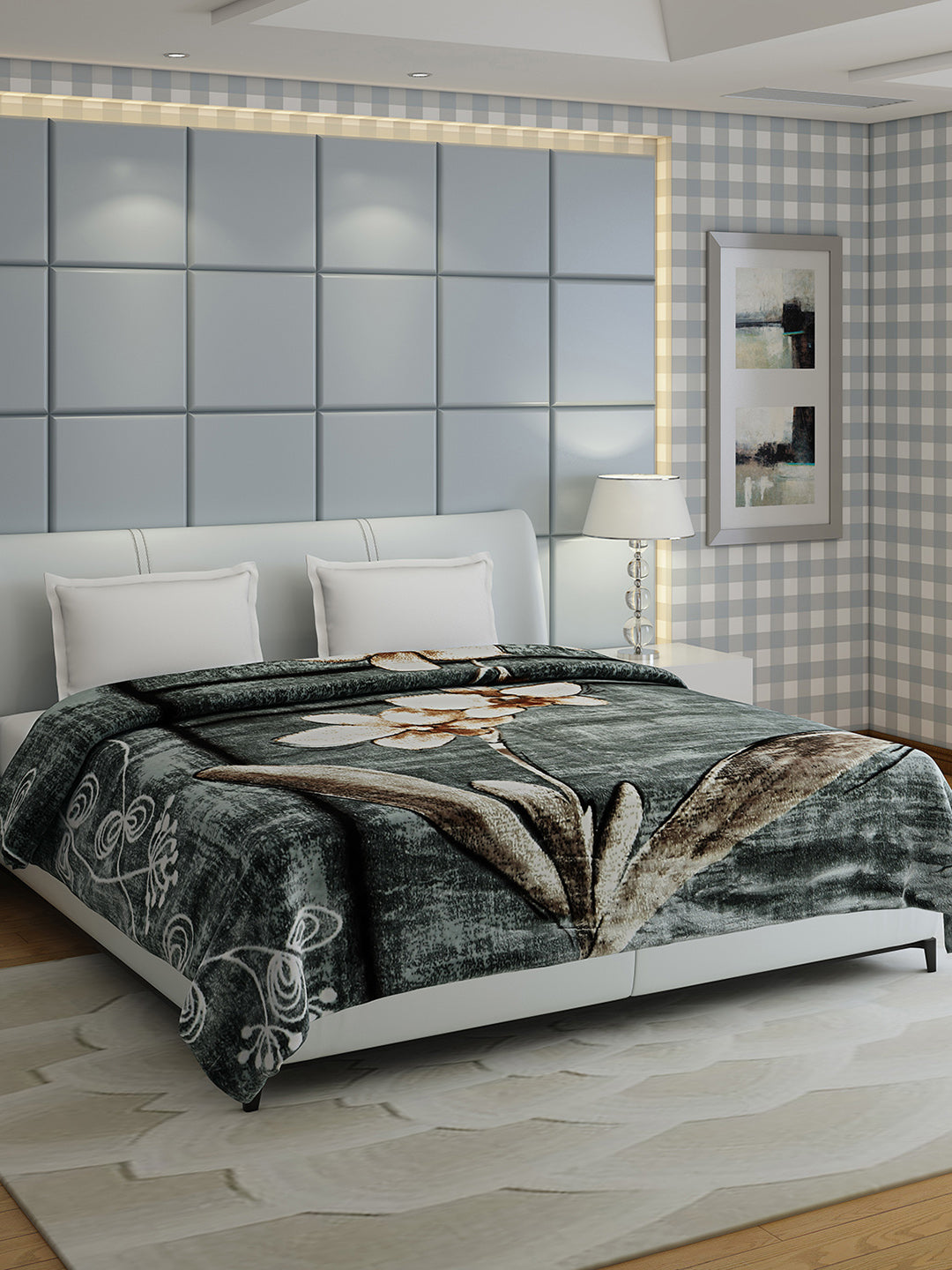 Printed Double Bed 947 GSM Blanket Hunter 2 Ply (Weight 5 kg)