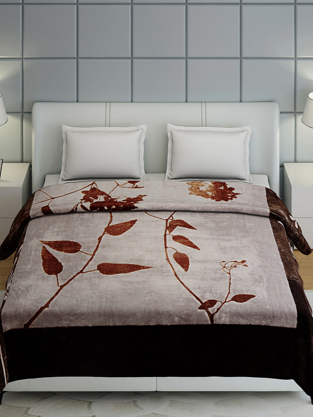 Floral Print Double Bed 947 GSM Blanket for Heavy Winter -2 Ply (Weight 5 kg)