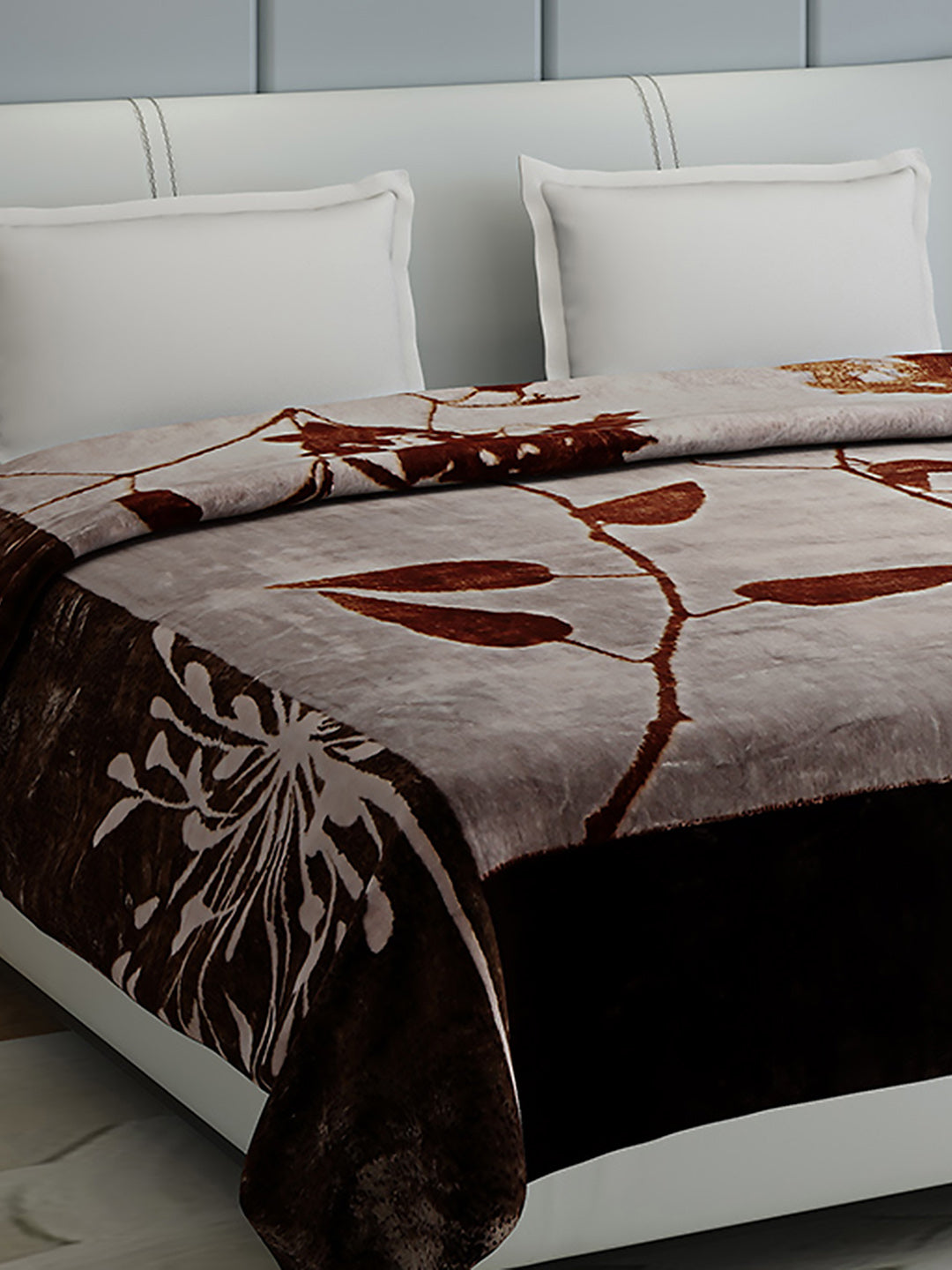 Floral Print Double Bed 947 GSM Blanket for Heavy Winter -2 Ply (Weight 5 kg)