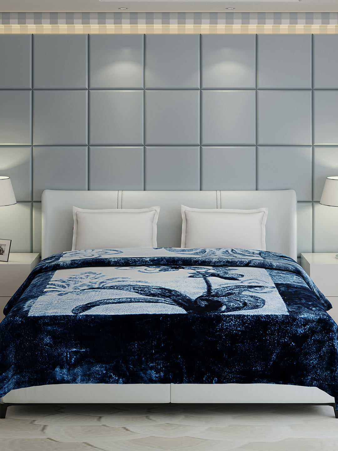 Floral Print Double Bed 947 GSM Blanket for Heavy Winter -2 Ply (Weight 5 kg)