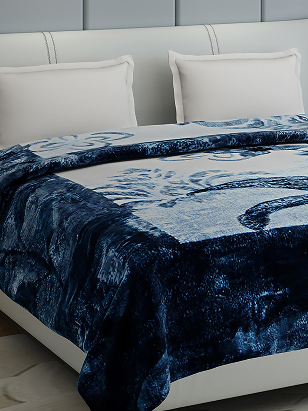 Floral Print Double Bed 947 GSM Blanket for Heavy Winter -2 Ply (Weight 5 kg)