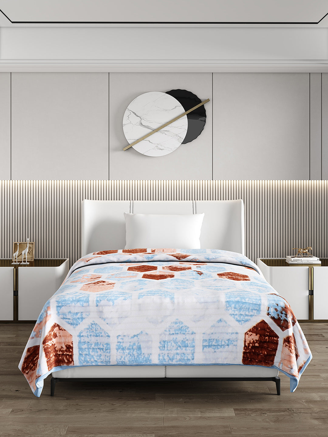 Printed Single Bed 965 GSM Blanket Marco 3 Ply (Weight 3.4 kg)