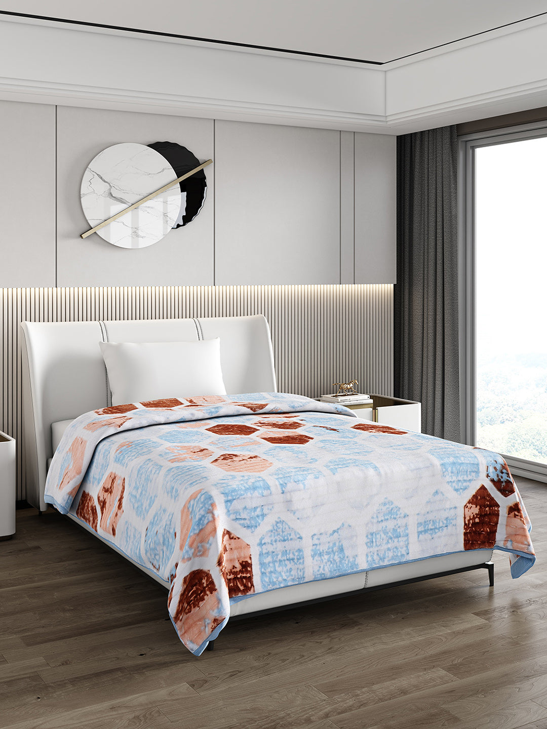 Printed Single Bed 965 GSM Blanket Marco 3 Ply (Weight 3.4 kg)