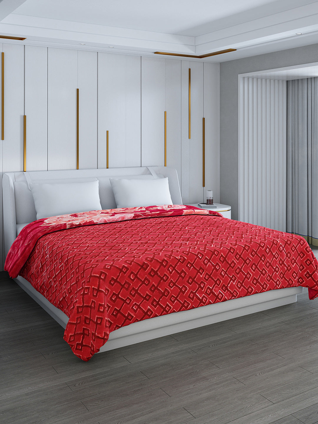 Printed Double Bed Blanket for Heavy Winter -3 Ply