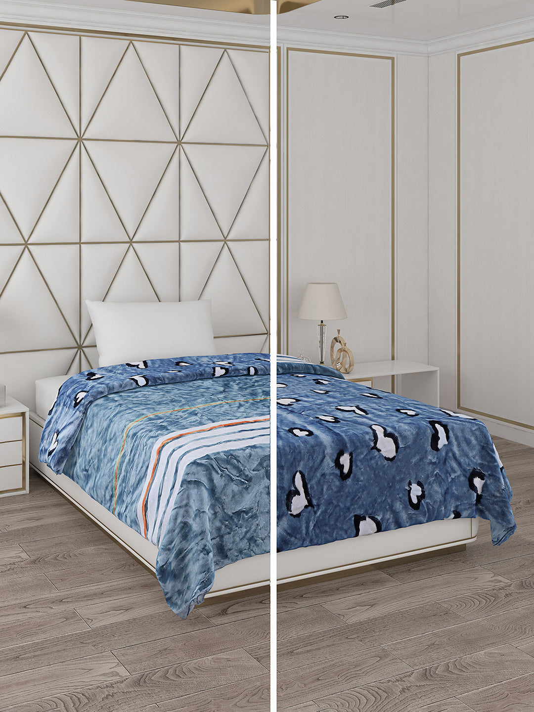 Printed Single Bed Reversible Blanket 2 Ply, 511 GSM, 1.8 kg (New Diamond)