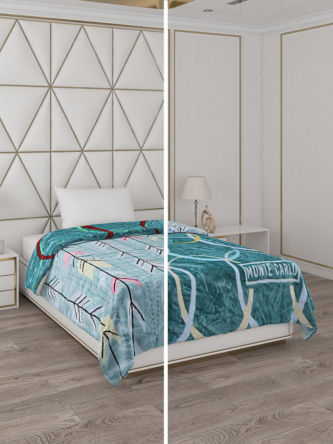 Printed Single Bed Reversible Blanket 2 Ply, 511 GSM, 1.8 kg (New Diamond)