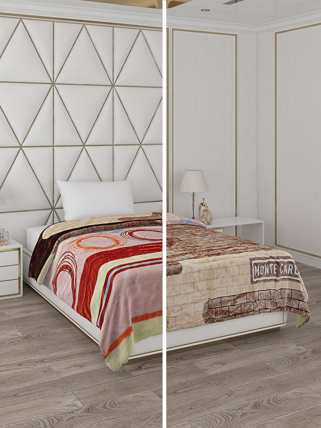 Printed Single Bed Reversible Blanket 2 Ply, 511 GSM, 1.8 kg (New Diamond)