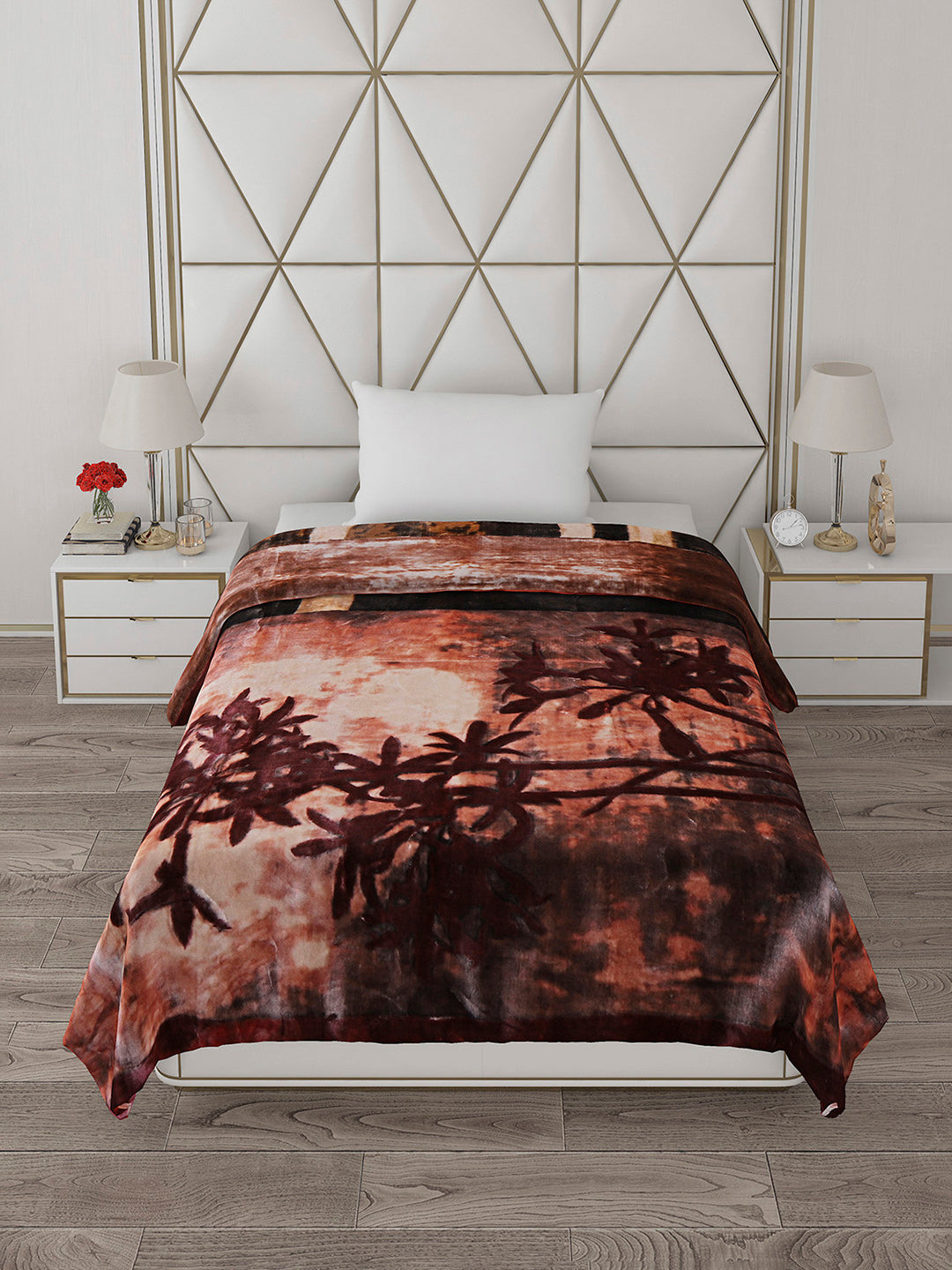 Printed Single Bed 1051 GSM Blanket Pearl 2 Ply (Weight 3.7 kg)