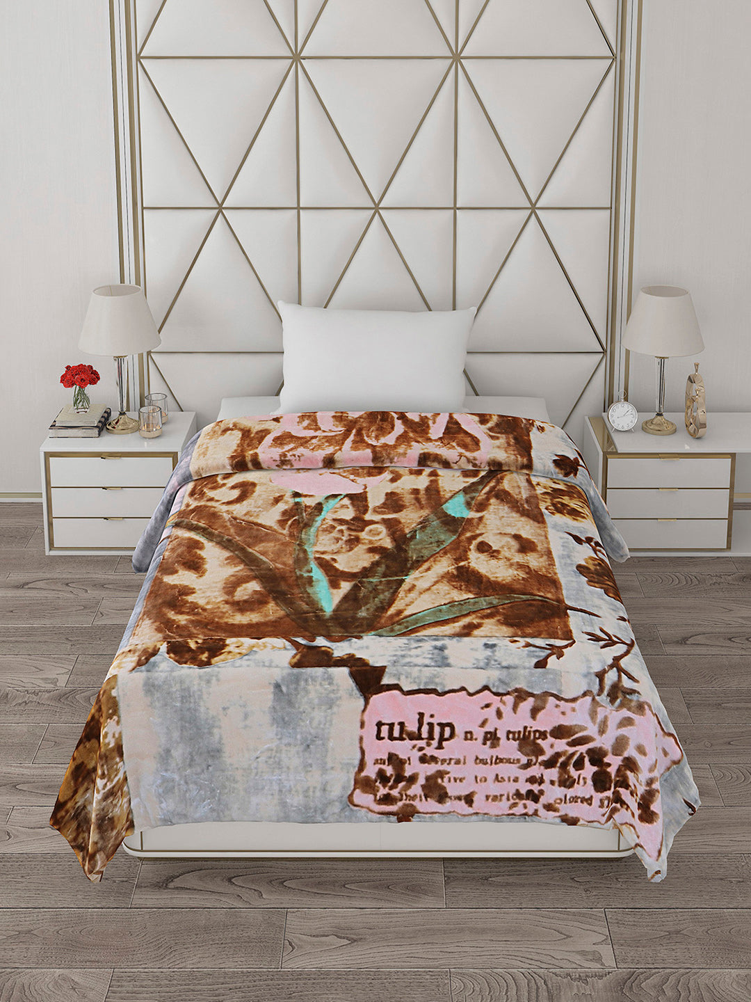 Printed Single Bed 1051 GSM Blanket Pearl 2 Ply (Weight 3.7 kg)