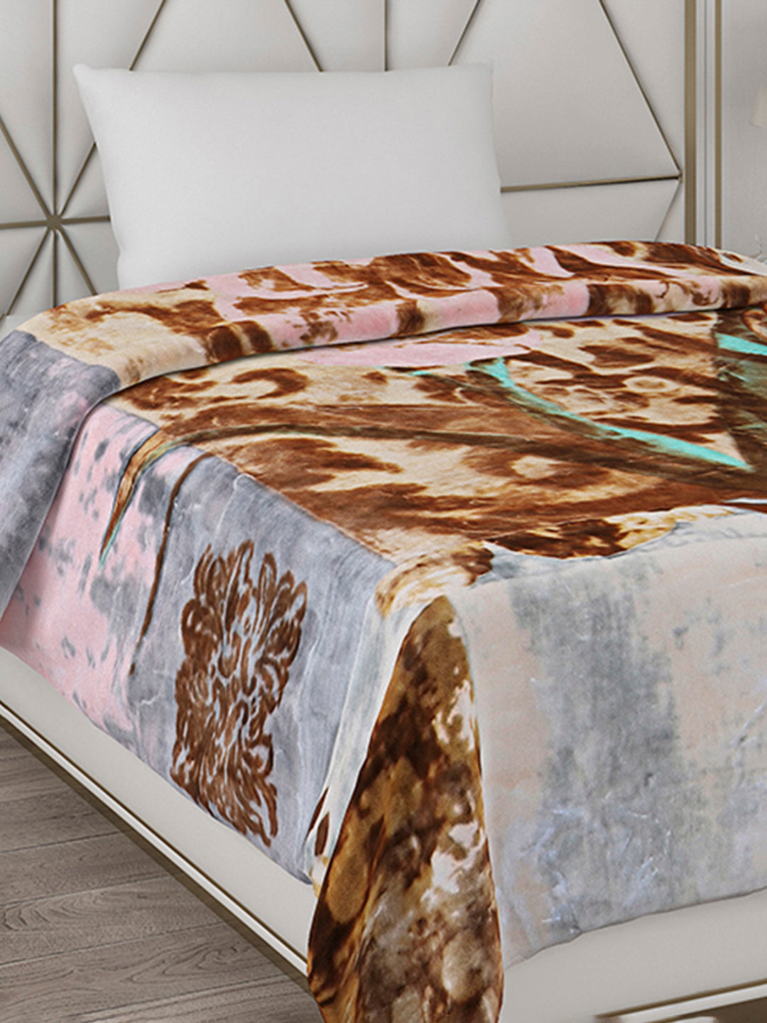 Printed Single Bed 1051 GSM Blanket Pearl 2 Ply (Weight 3.7 kg)