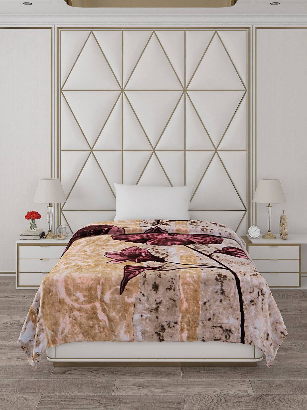 Printed Single Bed 1051 GSM Blanket Pearl 2 Ply (Weight 3.7 kg)