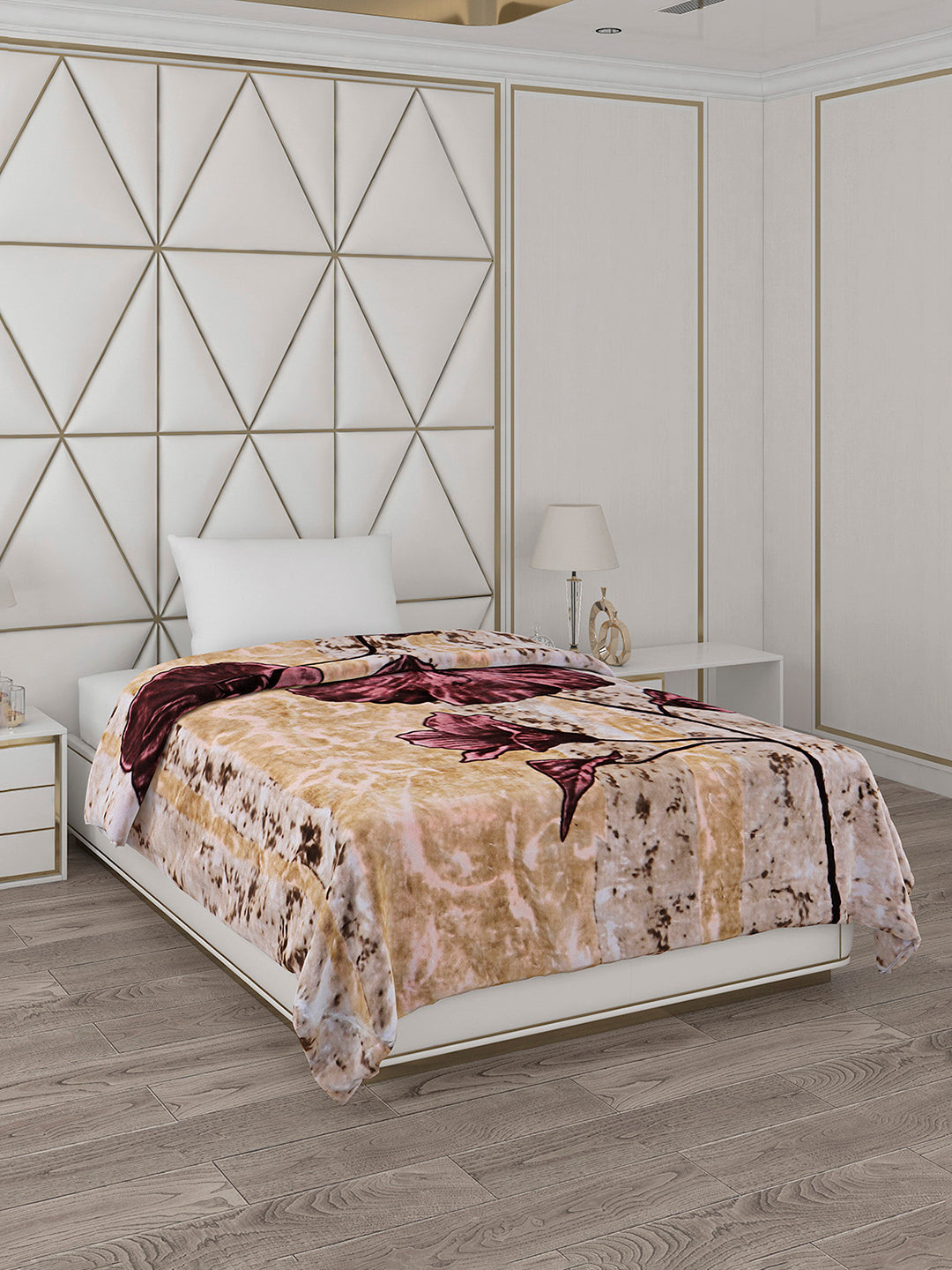 Printed Single Bed 1051 GSM Blanket Pearl 2 Ply (Weight 3.7 kg)
