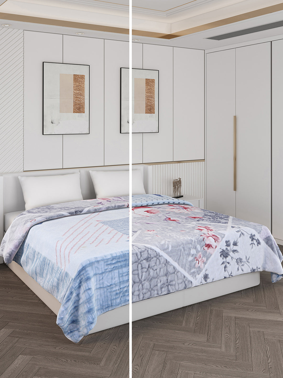 Printed Double Bed 550 GSM Blanket for Mild Winter -2 Ply (Weight 3 kg)