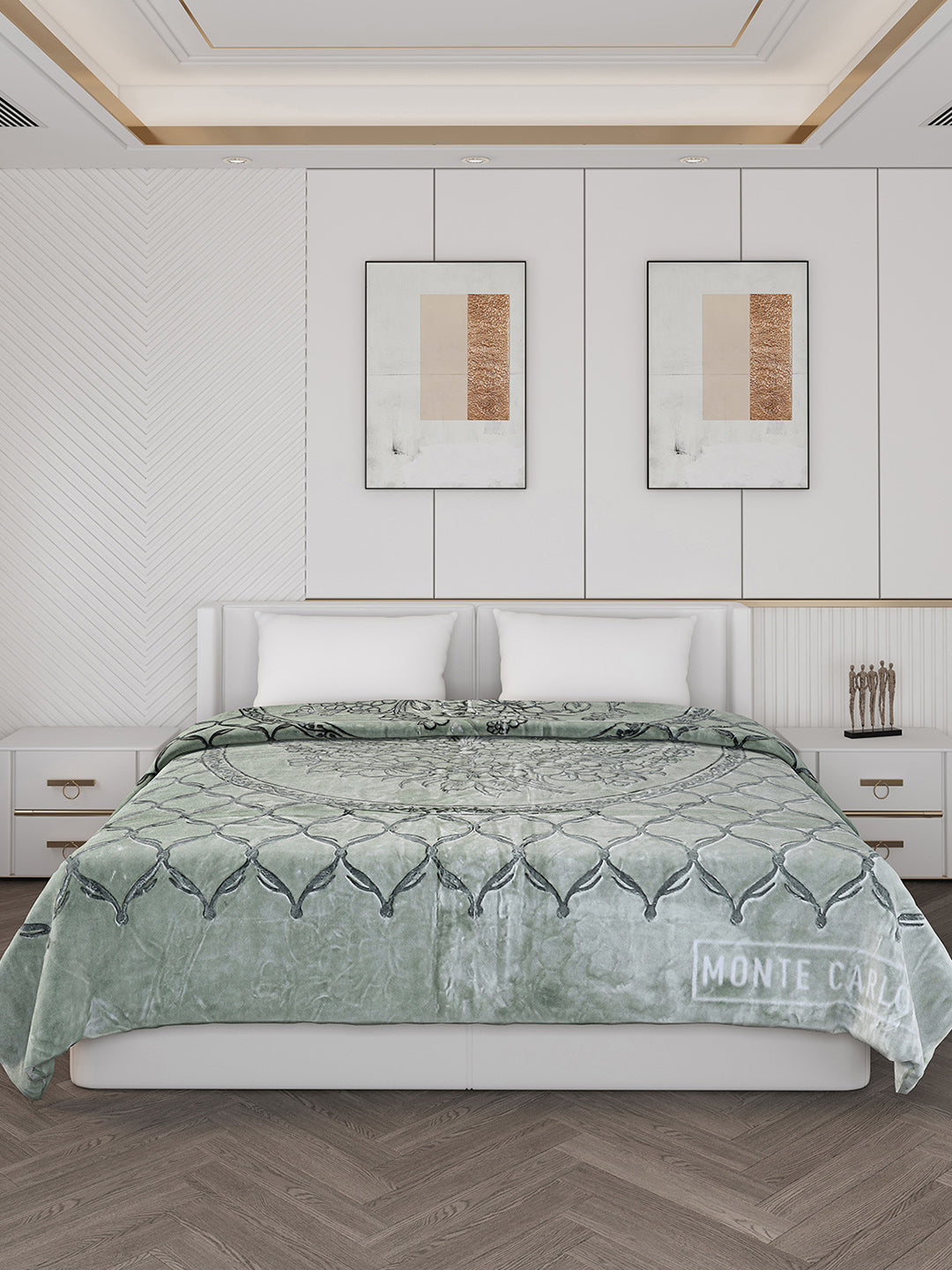 Printed Double Bed Reversible Blanket 2 Ply, 947 GSM, 5 kg (Rusty)