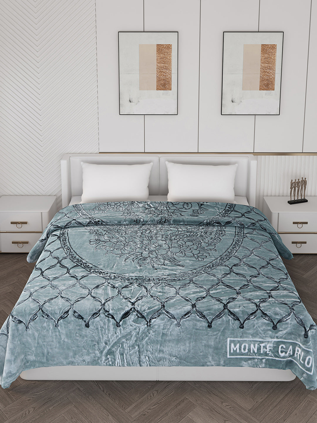 Printed Double Bed Reversible Blanket 2 Ply, 947 GSM, 5 kg (Rusty)