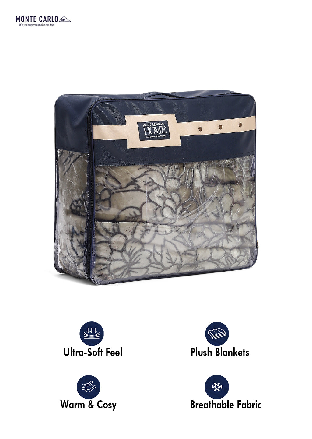 Printed Double Bed Reversible Blanket 2 Ply, 947 GSM, 5 kg (Rusty)