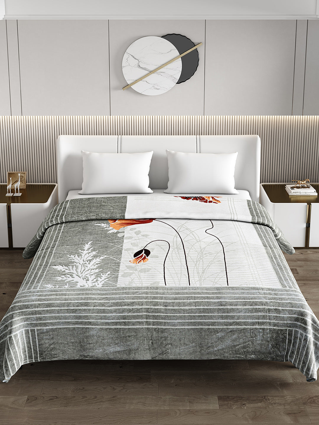 Printed Double Bed 795 GSM Blanket Scarlet 2 Ply (Weight 4.2 kg)