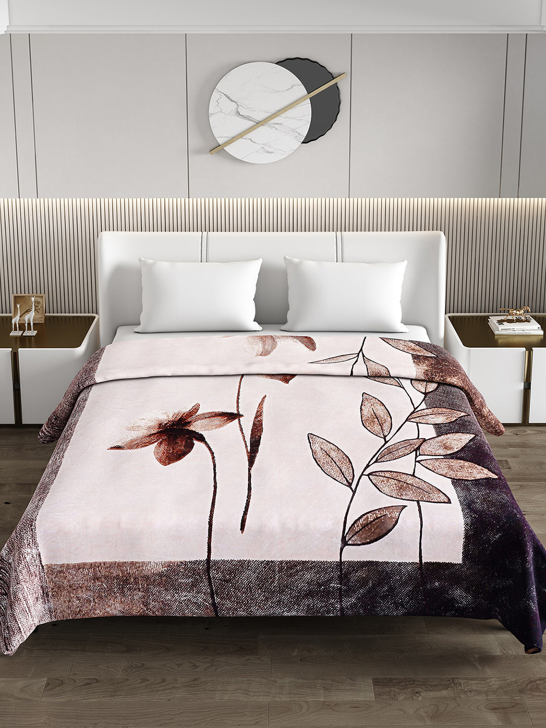 Printed Double Bed 795 GSM Blanket Scarlet 2 Ply (Weight 4.2 kg)