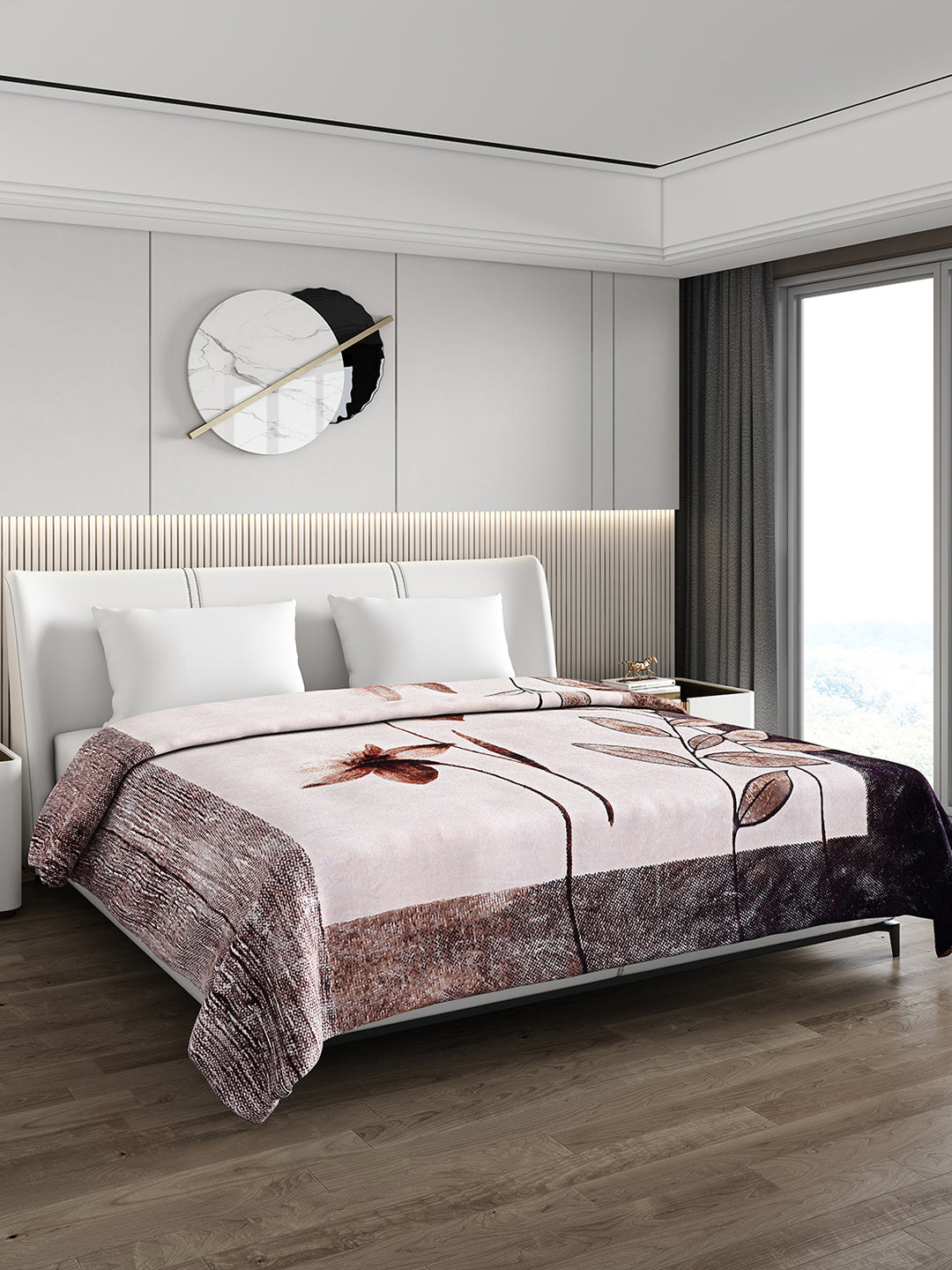 Printed Double Bed 795 GSM Blanket Scarlet 2 Ply (Weight 4.2 kg)