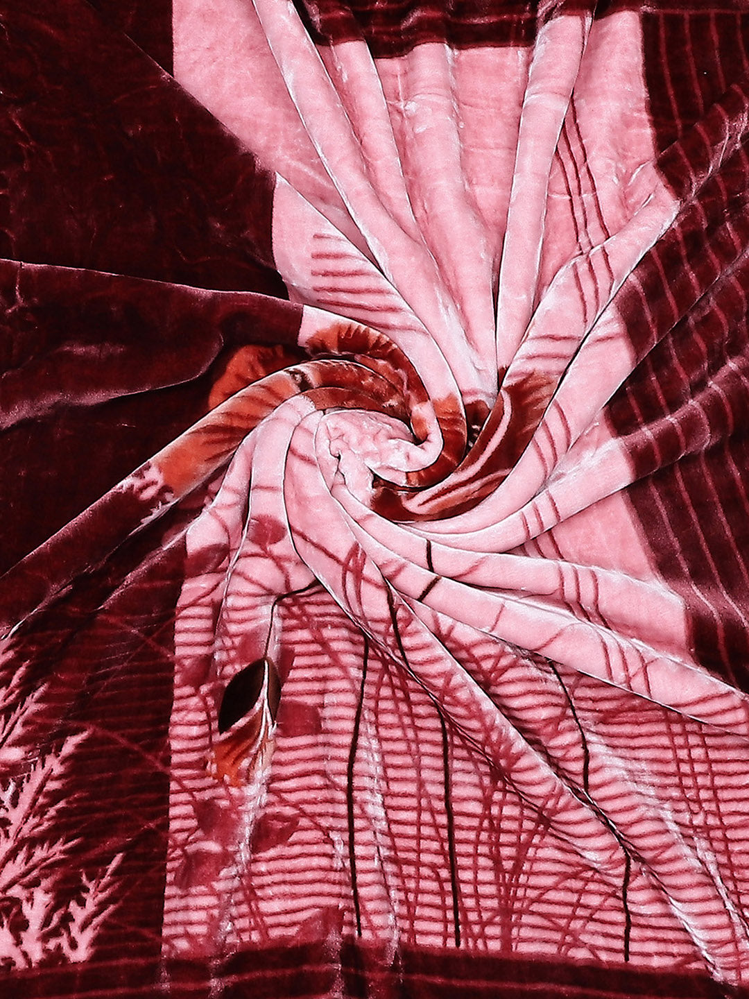 Printed Double Bed 795 GSM Blanket Scarlet 2 Ply (Weight 4.2 kg)