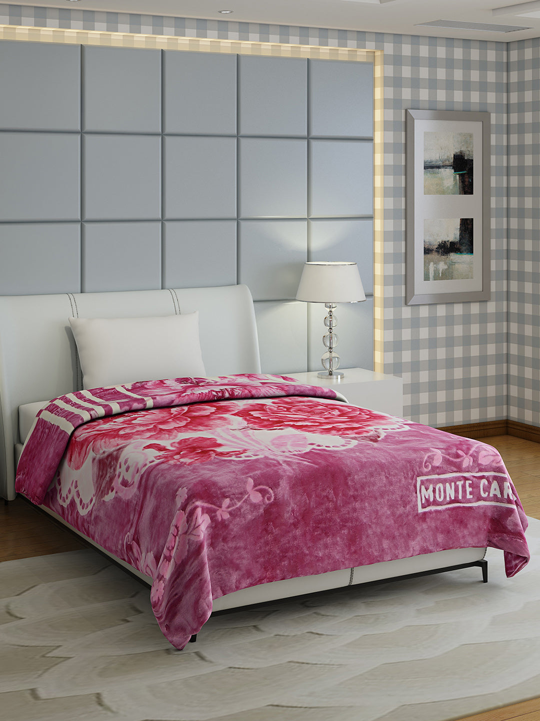 Floral Print Single Bed 852 GSM Blanket for Heavy Winter -2 Ply (Weight 3 kg)