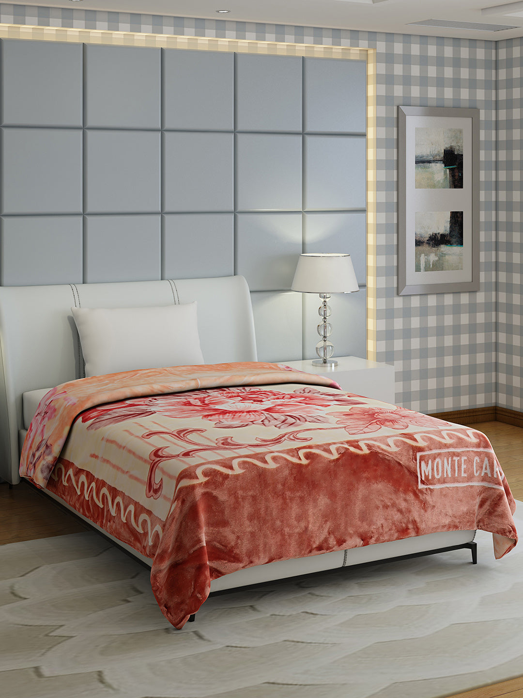 Floral Print Single Bed 852 GSM Blanket for Heavy Winter -2 Ply (Weight 3 kg)