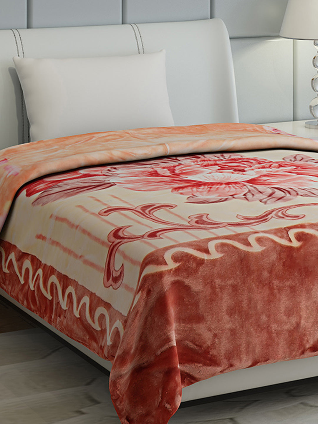 Floral Print Single Bed 852 GSM Blanket for Heavy Winter -2 Ply (Weight 3 kg)