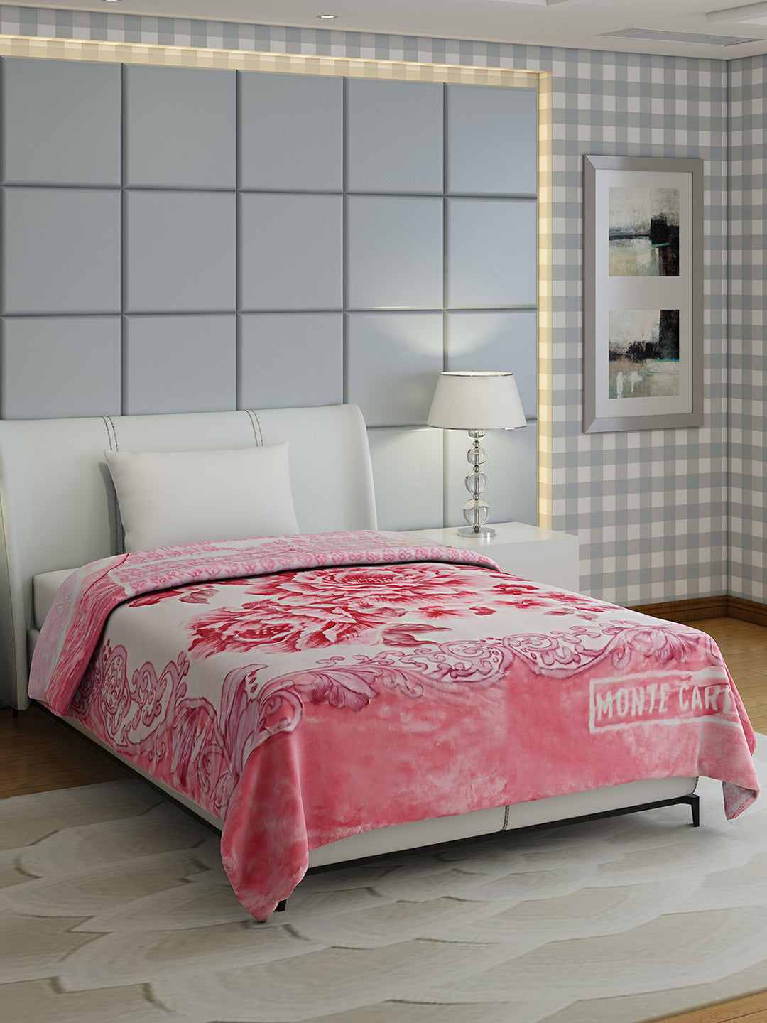 Floral Print Single Bed 852 GSM Blanket for Heavy Winter -2 Ply (Weight 3 kg)