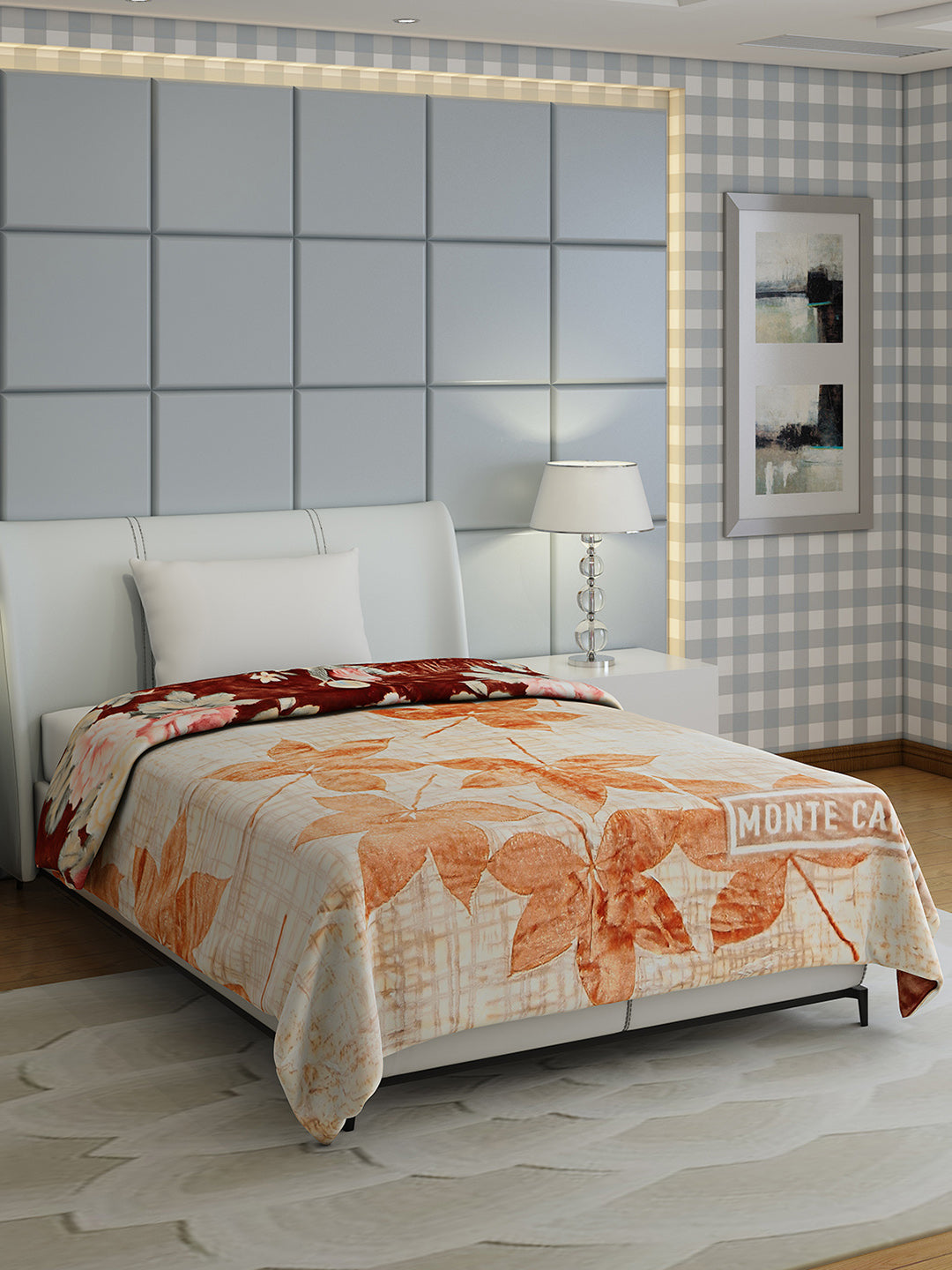 Floral Print Single Bed 852 GSM Blanket for Heavy Winter -2 Ply (Weight 3 kg)