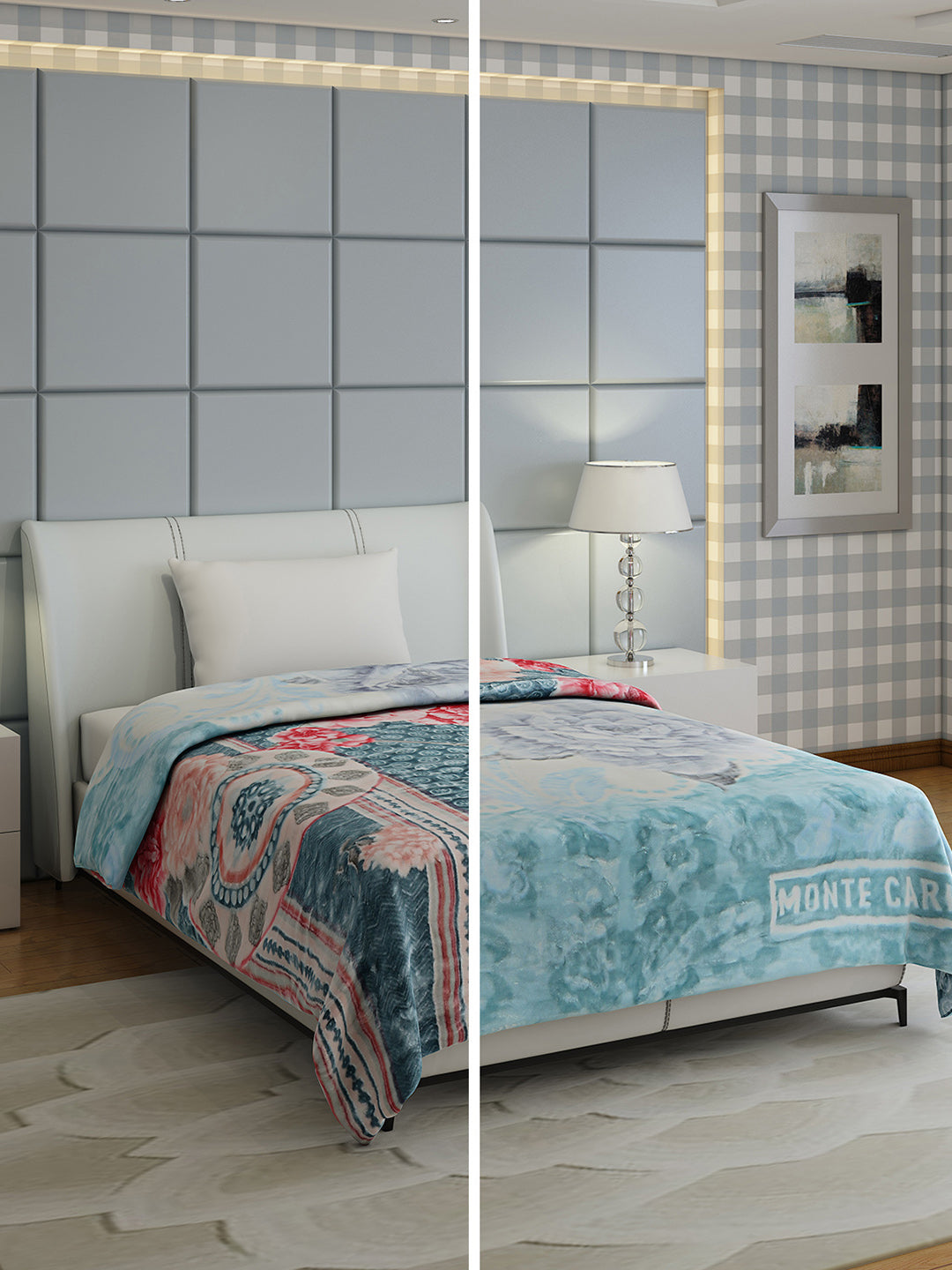 Floral Print Single Bed 852 GSM Blanket for Heavy Winter -2 Ply (Weight 3 kg)