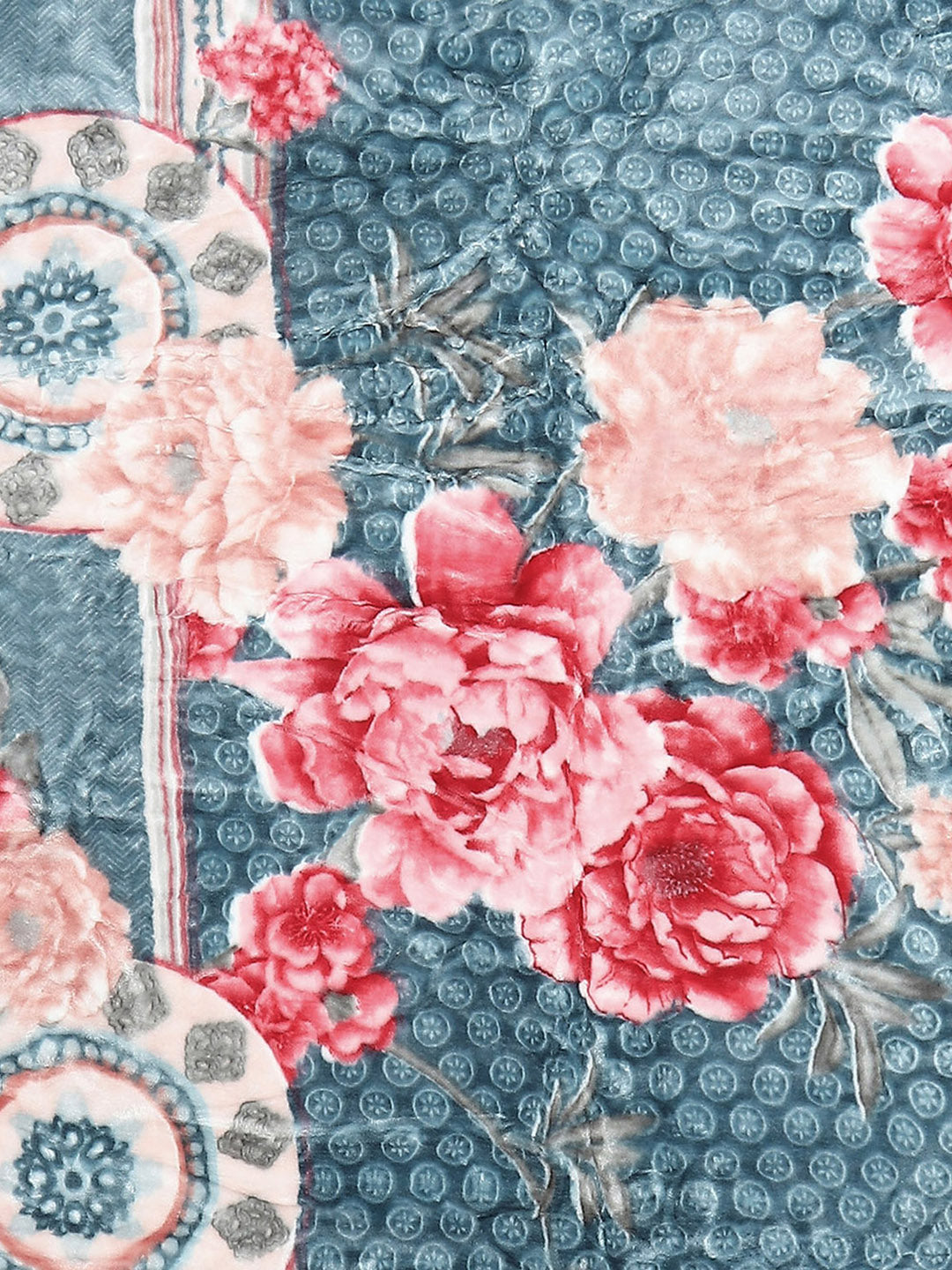 Floral Print Single Bed 852 GSM Blanket for Heavy Winter -2 Ply (Weight 3 kg)