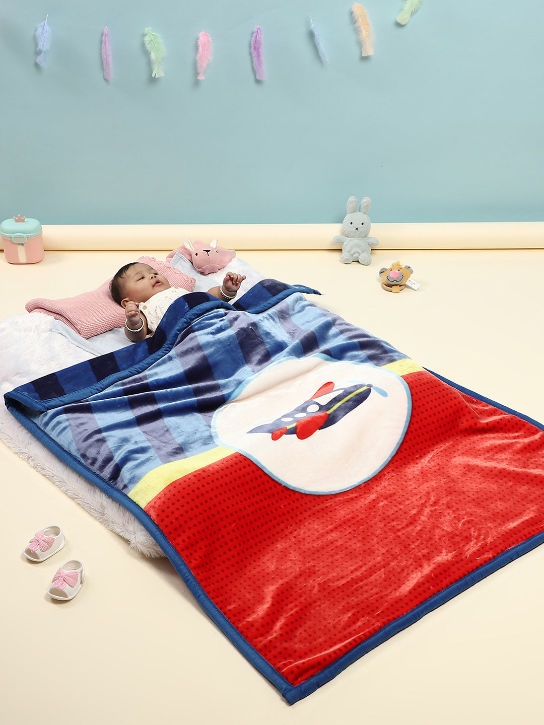Printed Baby Blanket 2 Ply, 673 GSM, Weight 1 kg (Tinytots)