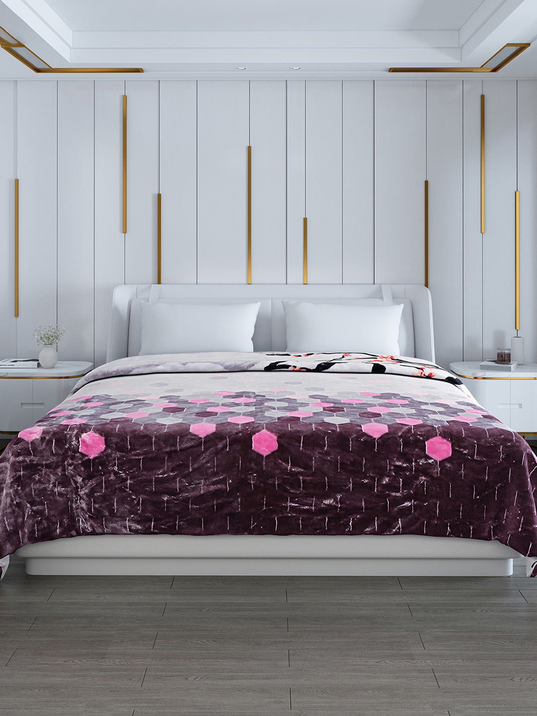 Printed Double Bed Reversible Blanket 2 Ply, 853 GSM, 4.5 kg (Tohfa)
