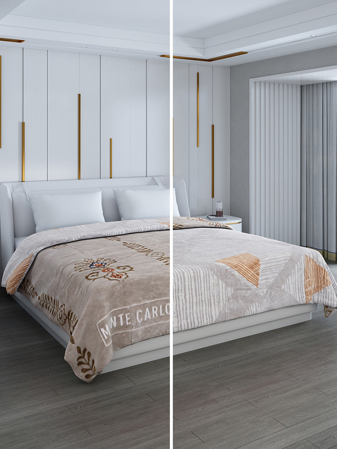 Printed Double Bed Reversible Blanket 2 Ply, 853 GSM, 4.5 kg (Tohfa)