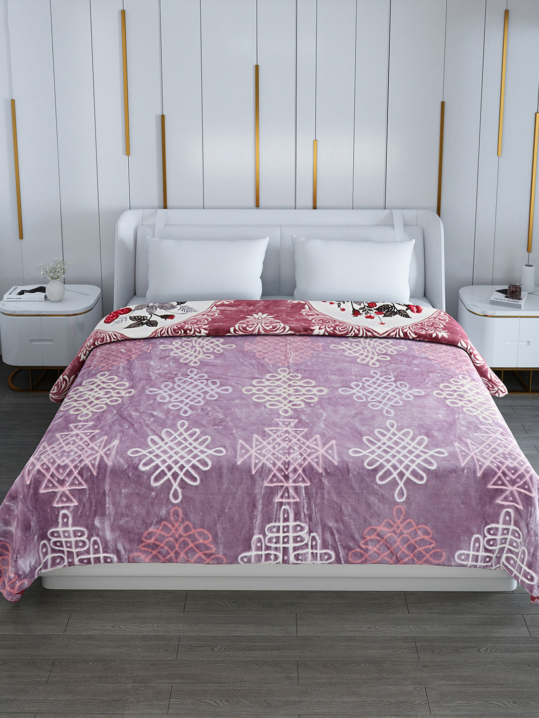 Printed Double Bed Reversible Blanket 2 Ply, 853 GSM, 4.5 kg (Tohfa)