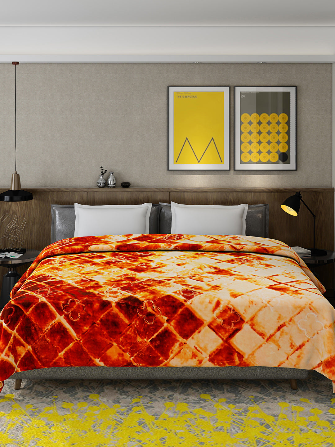 Printed Double Bed Reversible Blanket 2 Ply, 910 GSM, 4.8 kg (Vista)