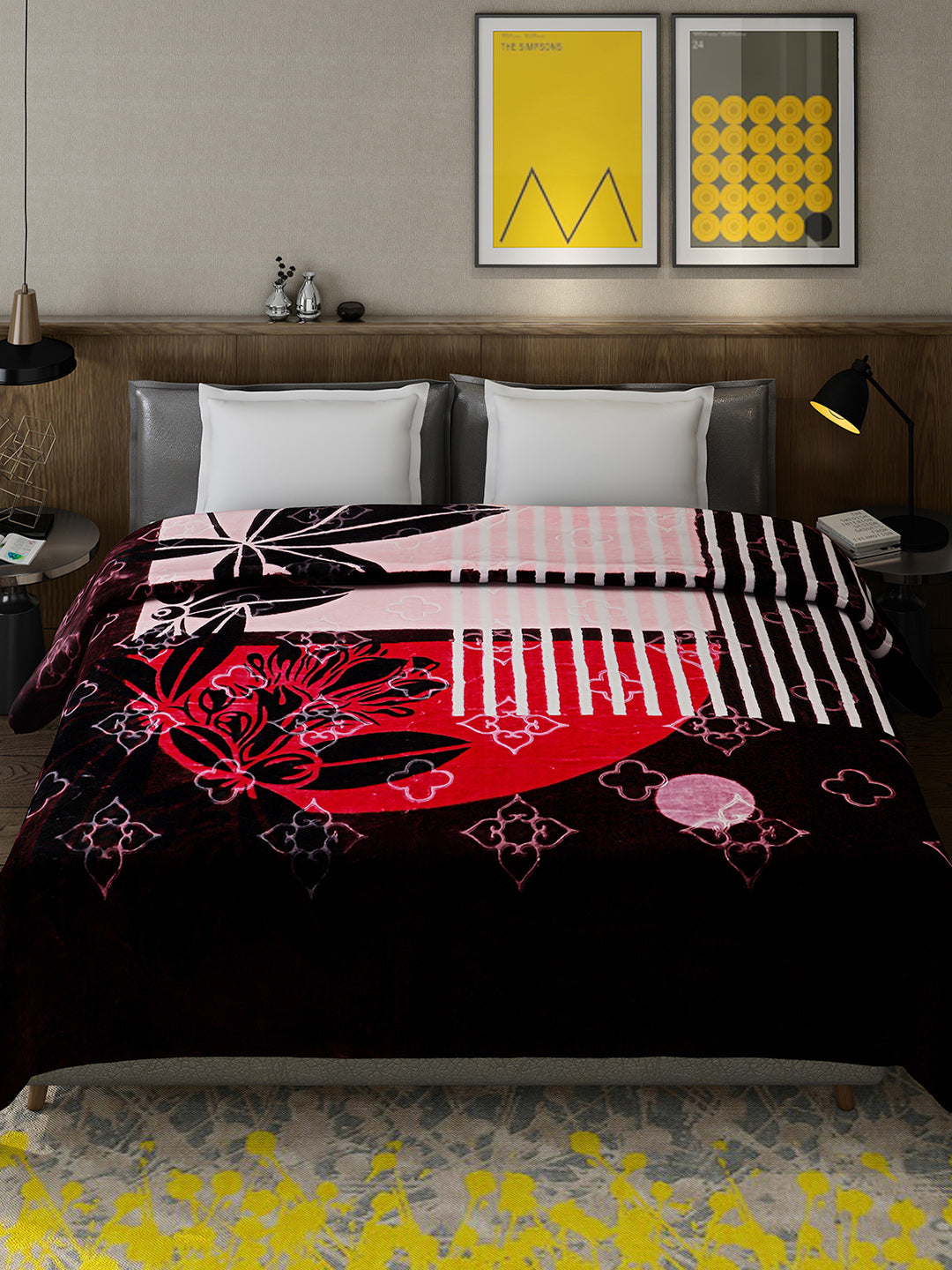 Printed Double Bed 909 GSM Blanket for Heavy Winter -2 Ply (Weight 4.8 kg)