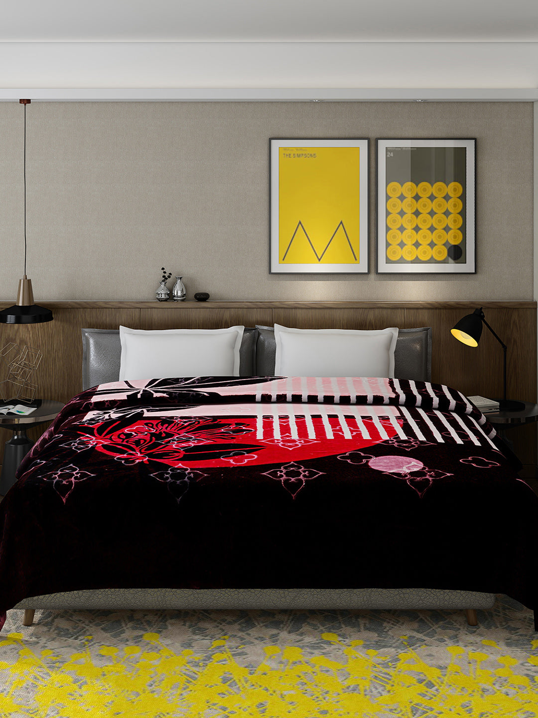 Printed Double Bed 909 GSM Blanket for Heavy Winter -2 Ply (Weight 4.8 kg)