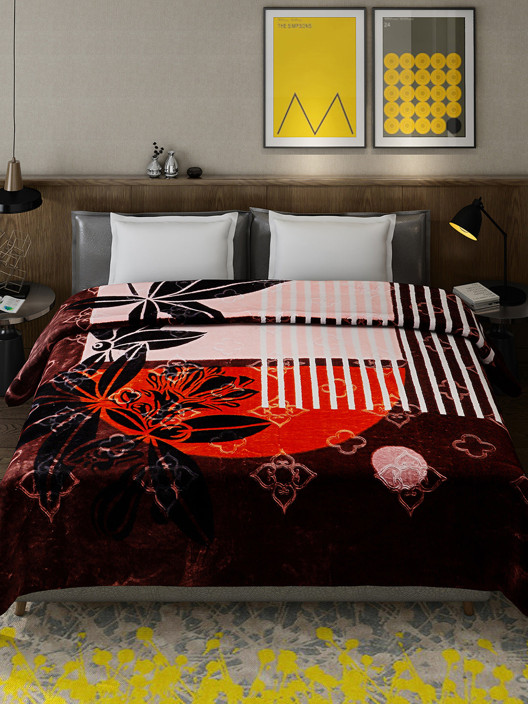 Printed Double Bed 909 GSM Blanket for Heavy Winter -2 Ply (Weight 4.8 kg)