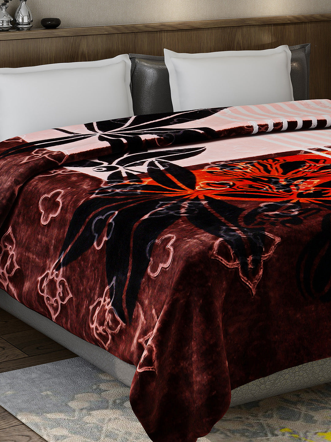 Printed Double Bed Reversible Blanket 2 Ply, 910 GSM, 4.8 kg (Vista)