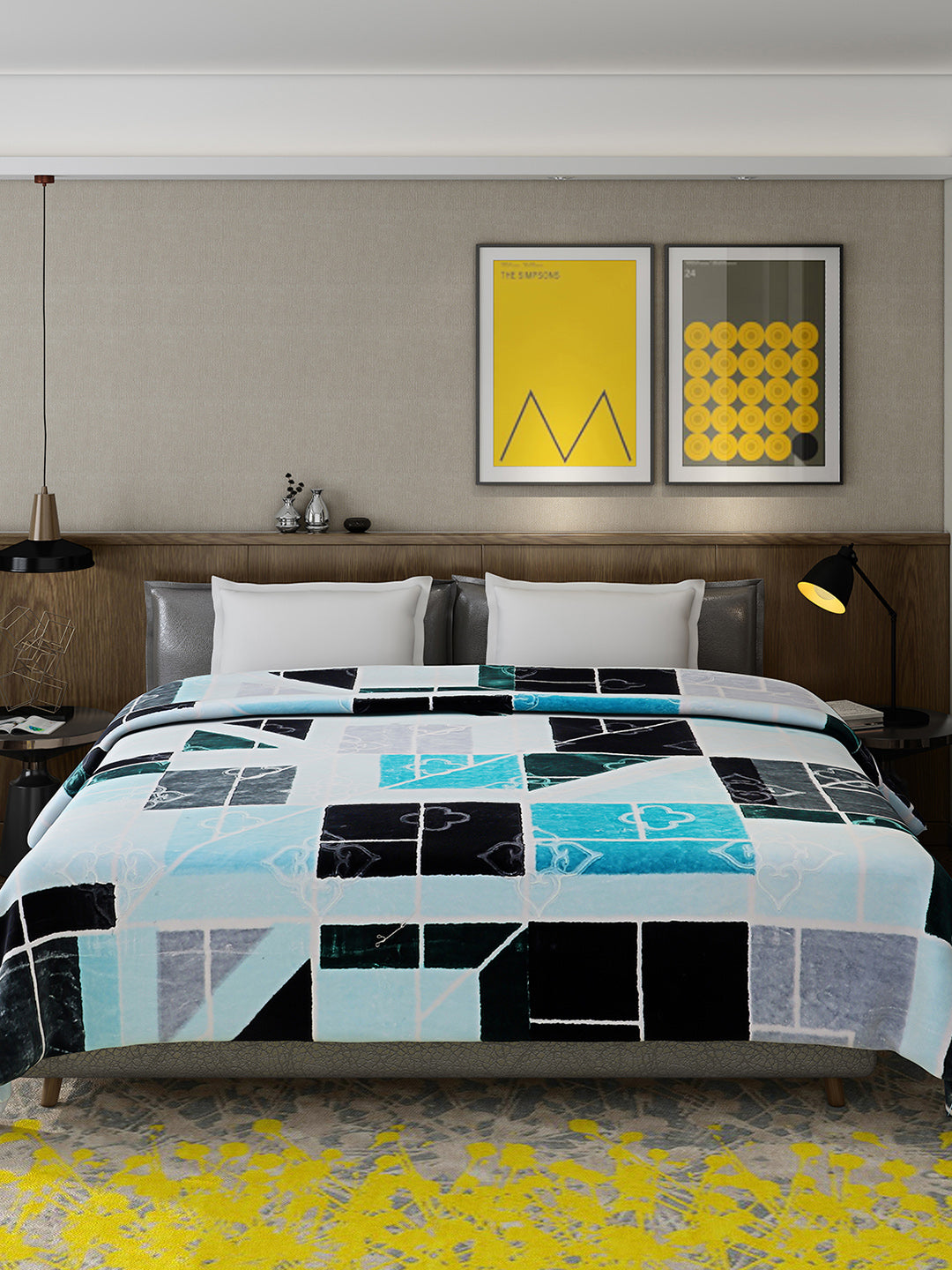 Printed Double Bed 909 GSM Blanket for Heavy Winter -2 Ply (Weight 4.8 kg)