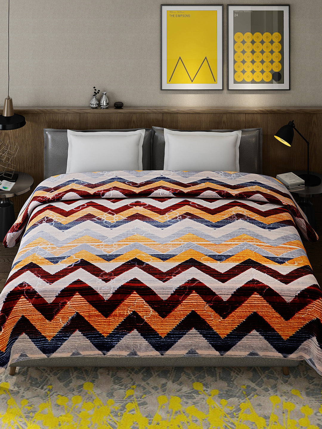 Printed Double Bed 909 GSM Blanket for Heavy Winter -2 Ply (Weight 4.8 kg)