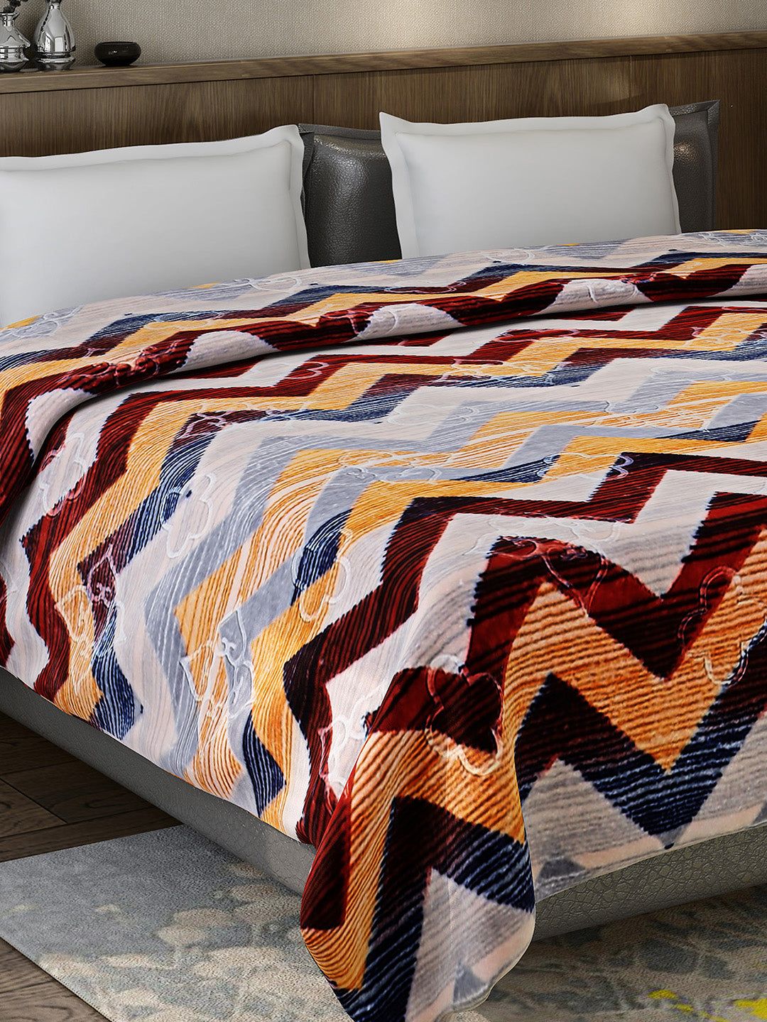 Printed Double Bed 909 GSM Blanket for Heavy Winter -2 Ply (Weight 4.8 kg)