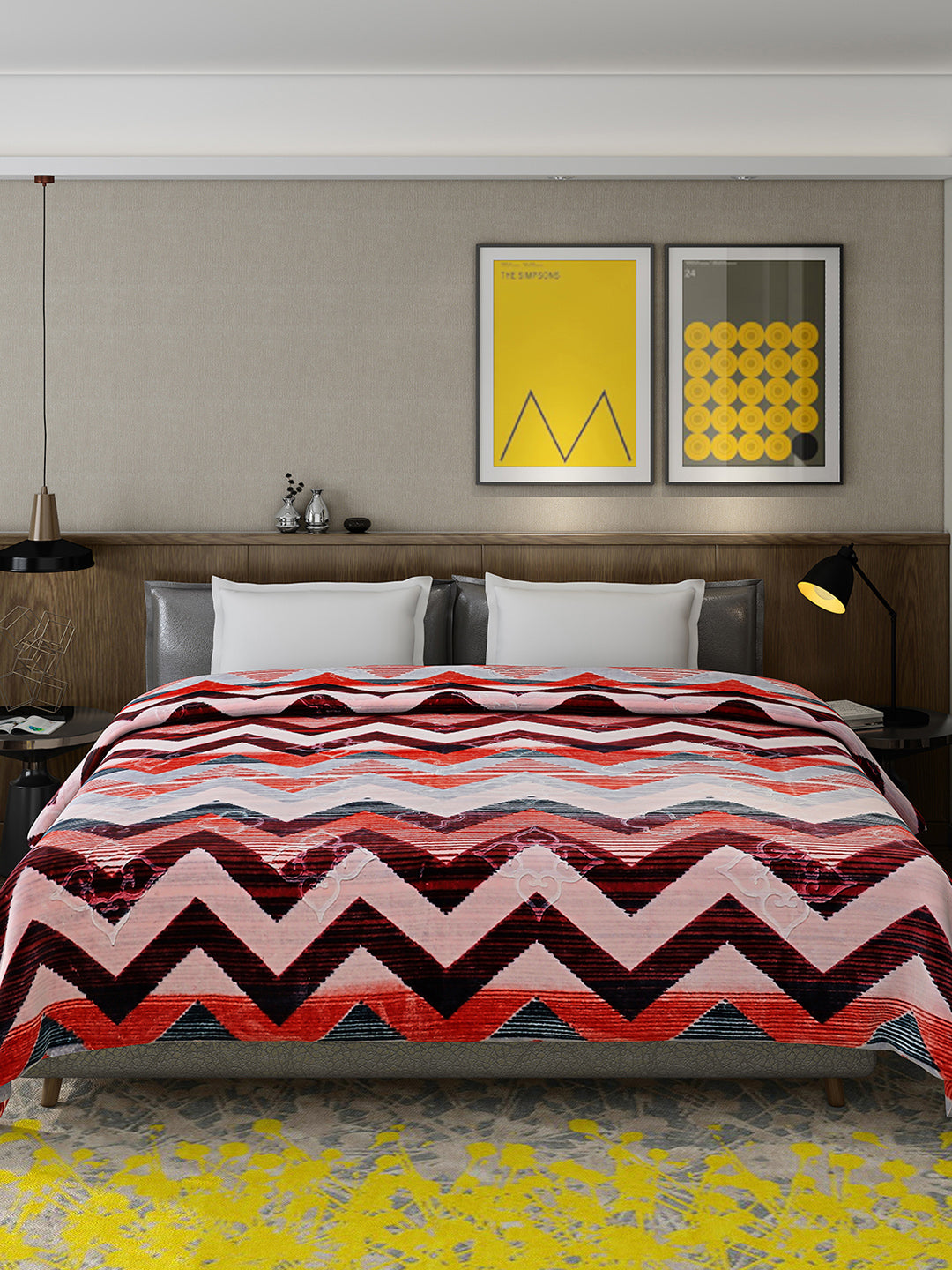 Printed Double Bed Reversible Blanket 2 Ply, 910 GSM, 4.8 kg (Vista)