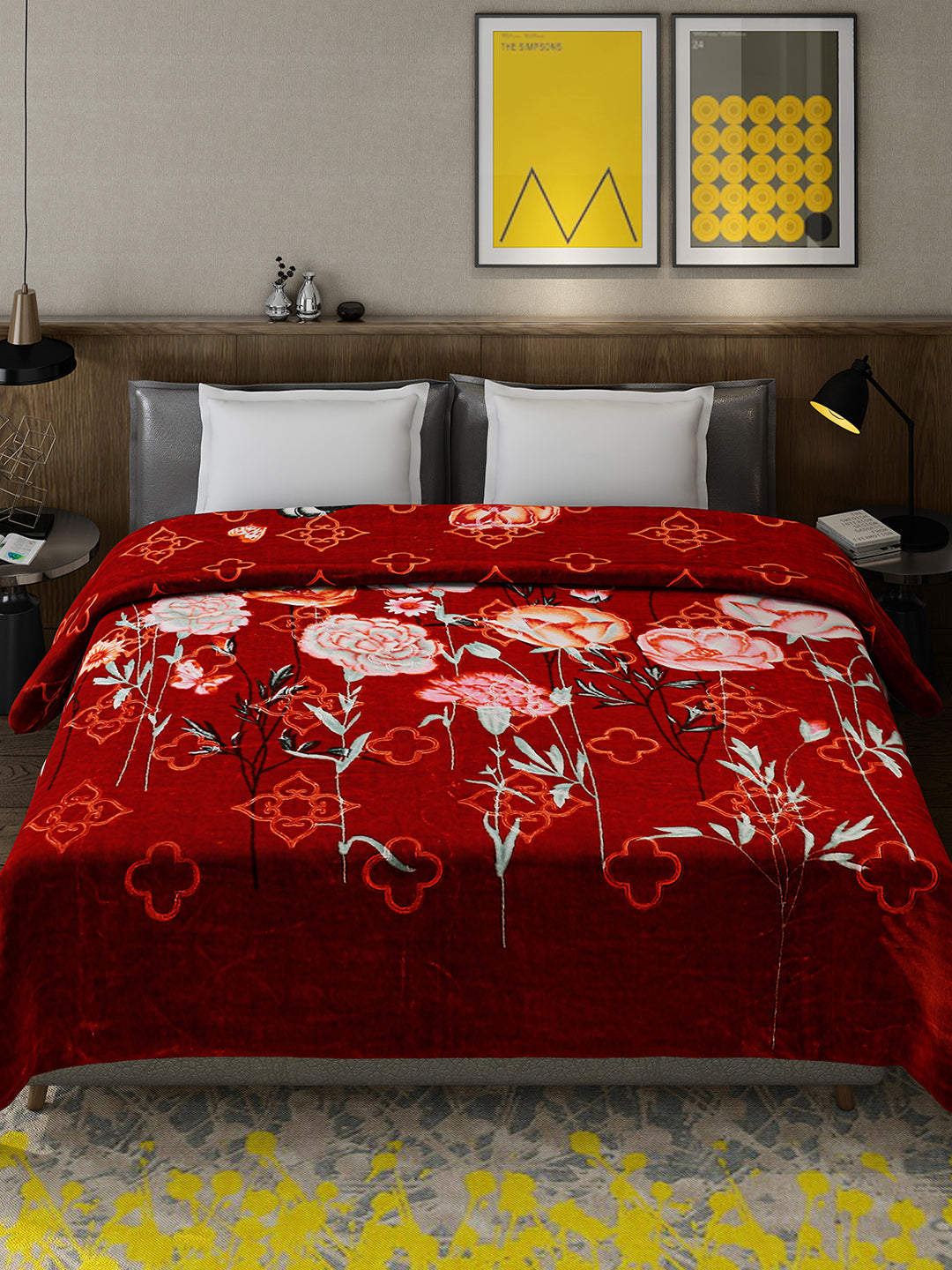 Printed Double Bed 909 GSM Blanket for Heavy Winter -2 Ply (Weight 4.8 kg)