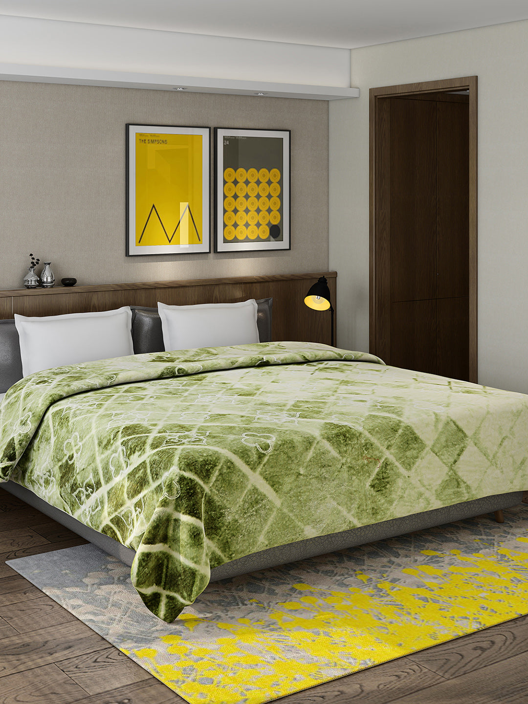 Printed Double Bed Reversible Blanket 2 Ply, 910 GSM, 4.8 kg (Vista)