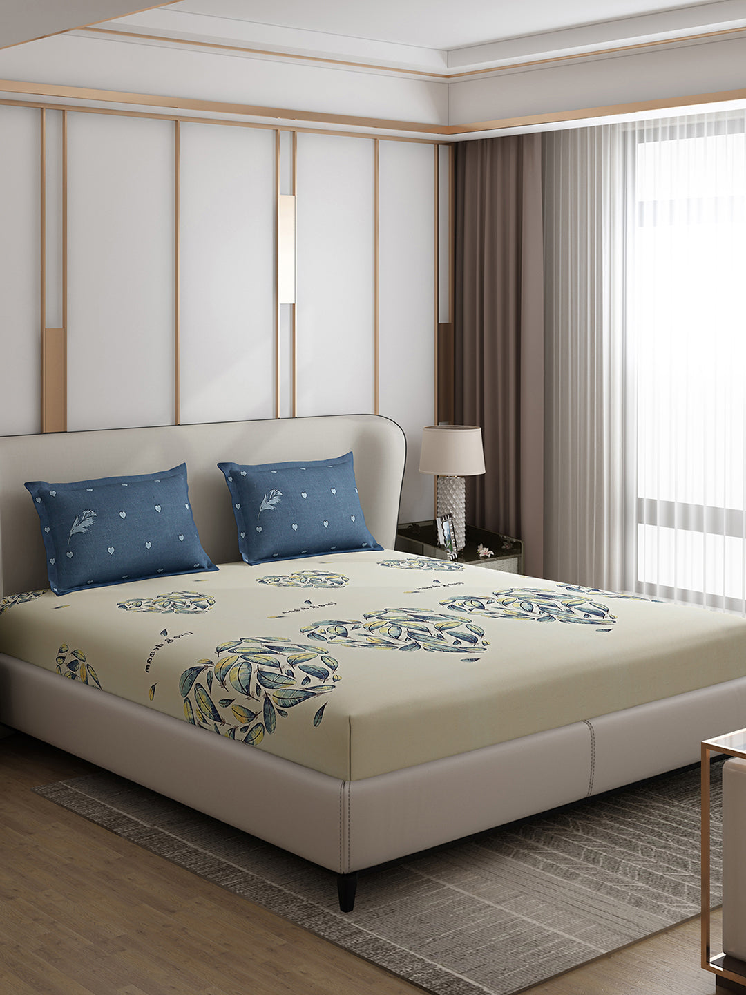 110 GSM Polyester Double Bed 1 Bedsheet with 2 Pillow Covers (Aromatic) - Updated - Updated - Updated